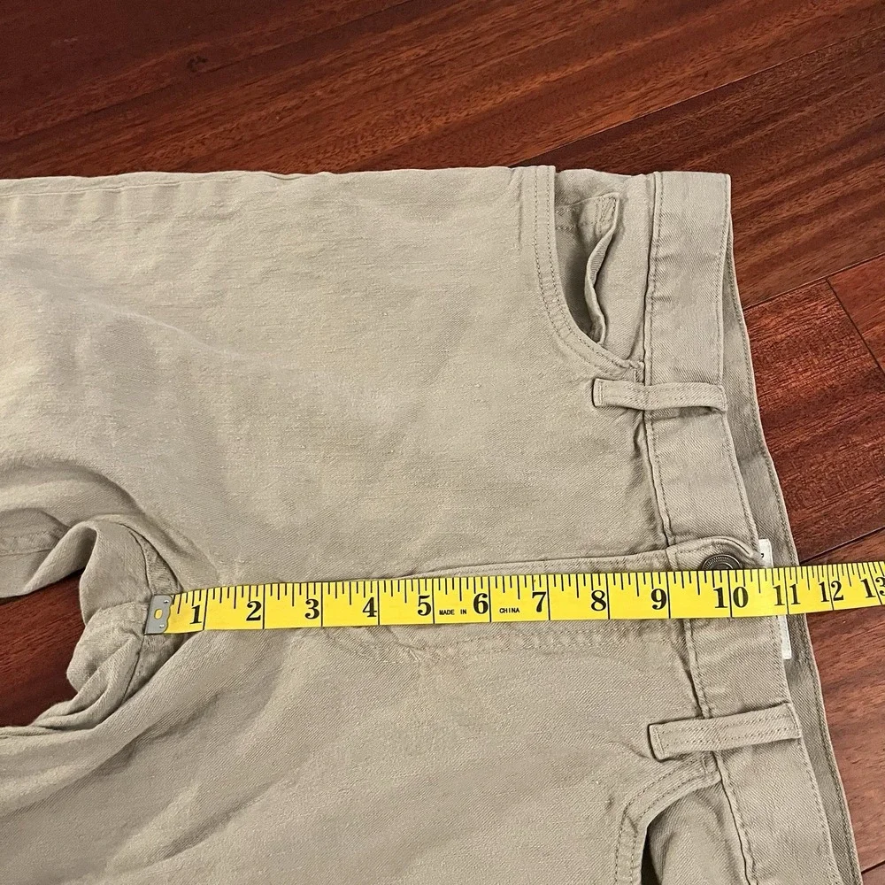 Banana Republic Pants Men 33x34 Khaki Linen Blend Slim Fit Tan Beige Preppy